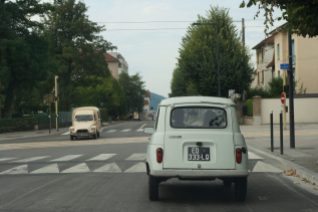 Vintage car crossing in Besancon